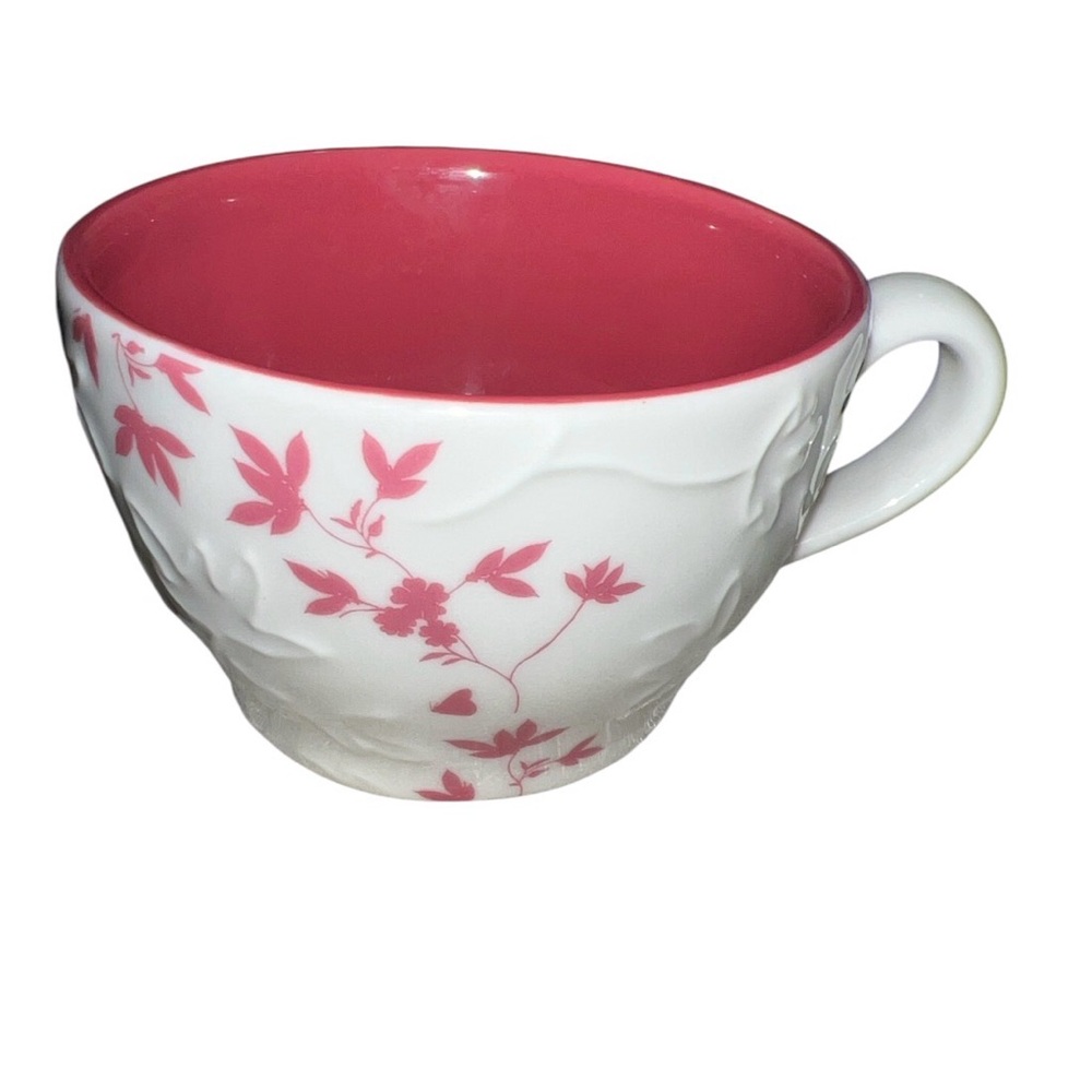 Starbucks Embossed Pink and White Leaves Mug